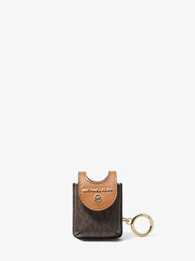 Michael Kors Brown Leather  Case Keyring Hand Sanitizer